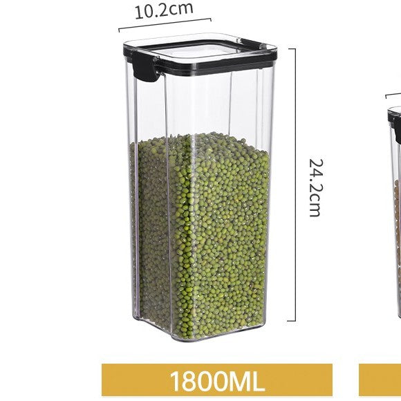 C&C Sealed Airtight Food Storage Box 460/700/1300/1800ml Transparent Kitchen Spice Jar Bean Storage Grain Storage Square