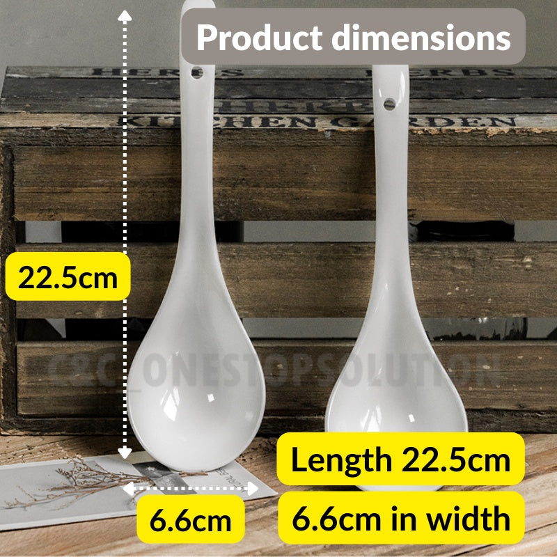 C&C Long Handle Ceramic Spoon Porcelain Spoon Soup Spoon Public Spoon Sup Spoon