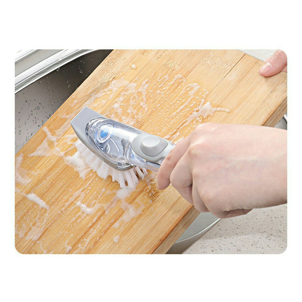 C&C 2 in 1 Long Handle Cleaning Brush with Soap Dispenser Dish Washing Brush Set Long Handle Lazy Kitchen Brush