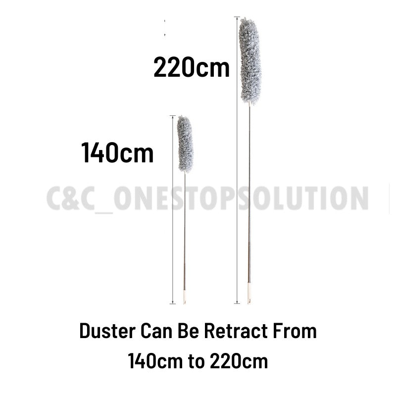 220cm Retractable Microfiber Duster With Bendable Brush Long-Duster BROOM Fiber Household Cleaning Bulu Ayam 140cm-220cm