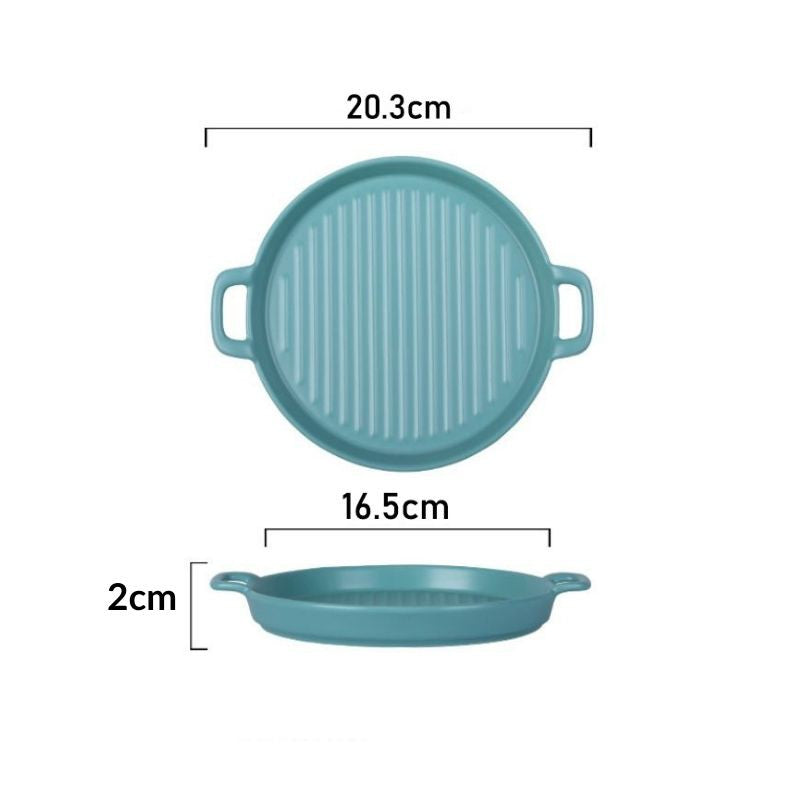 Nordic Style Ceramic Baking Plate Creative Dish Home Hotel Restaurant Ceramic Two Ear Pizza Plates Fruit Macaron