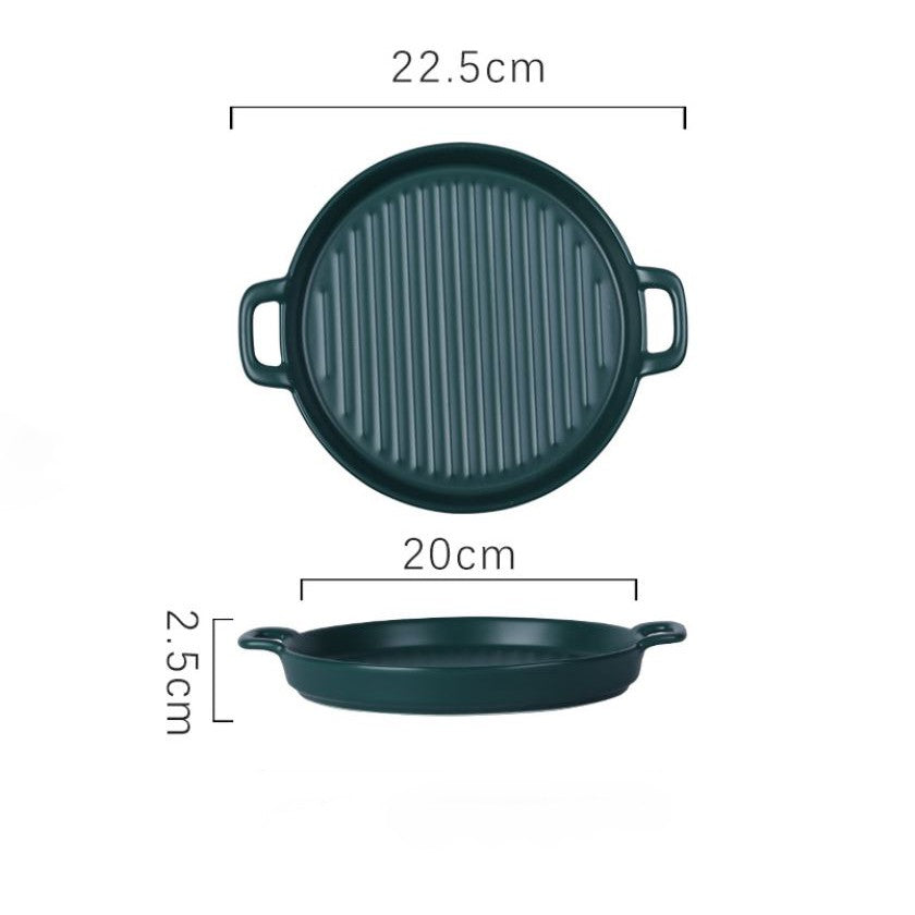 Nordic Style Ceramic Baking Plate Creative Dish Home Hotel Restaurant Ceramic Two Ear Pizza Plates Fruit Macaron