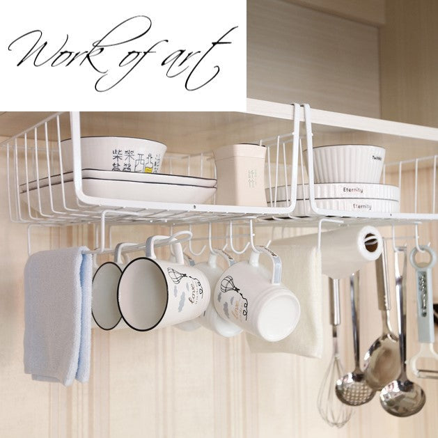 Kitchen bedroom wall hanging bedside cabinet hanging basket clothes rack under cabinet storage rack