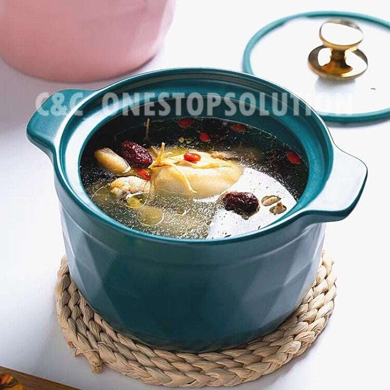 C&C Nordic Casserole Pot Clay Pot Ceramic Pot Ceramic Cookware Pixie Cooking Stew Pot Soup Pot Stockpot Periuk Tanah