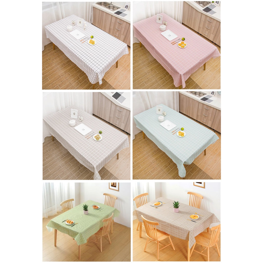 C&C PVC Table Cloth Dustproof Alas Meja Waterproof Rectangle Table Cover Desk Cloth Plaid tablecloth oilproof 137x180