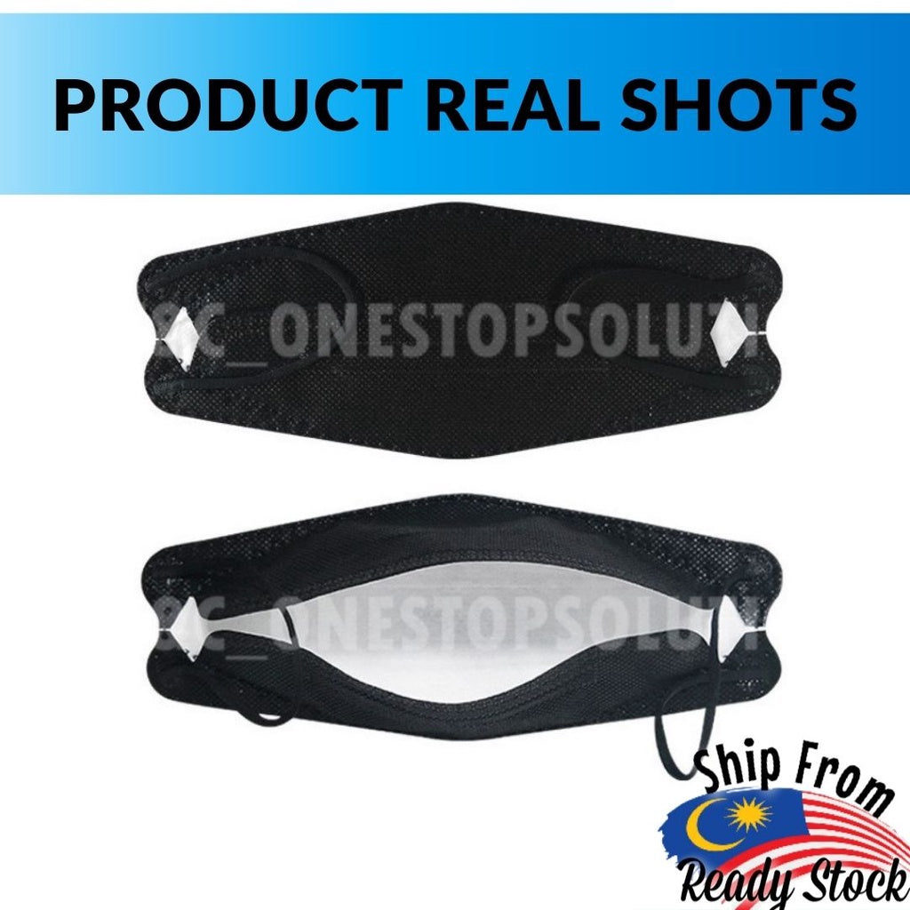 C&C PREMIUM Adult KF94 4Ply Face Mask Earloop Fish Mask Disposable Protective Anti Dust Fine Dust Black Mask 3D Mask
