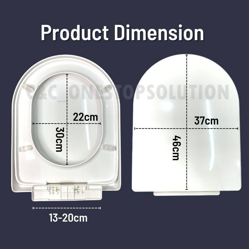 C&C U Shape Toilet Seat and Cover With Soft Close Adjustable Hinge Penutup Mangkuk Tandas Duduk Tandas