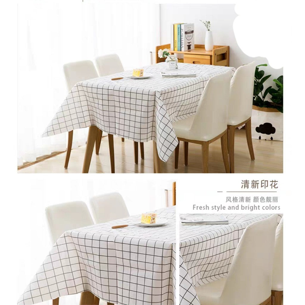 C&C PVC Table Cloth Dustproof Alas Meja Waterproof Rectangle Table Cover Desk Cloth Plaid tablecloth oilproof 137x180
