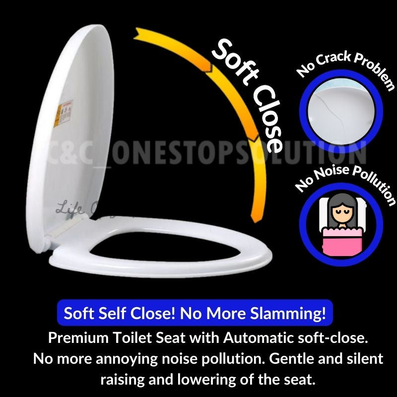 C&C V Shape Toilet Seat Cover Soft Close Adjustable Hinge Penutup Mangkuk Duduk Tandas Johnson