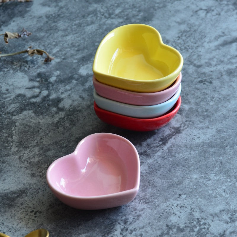1pc Love Shape Dish Saucer Seasoning Dipping Kitchen Heart / Love Shape Ceramic Bowl Tealight Sauce Dish