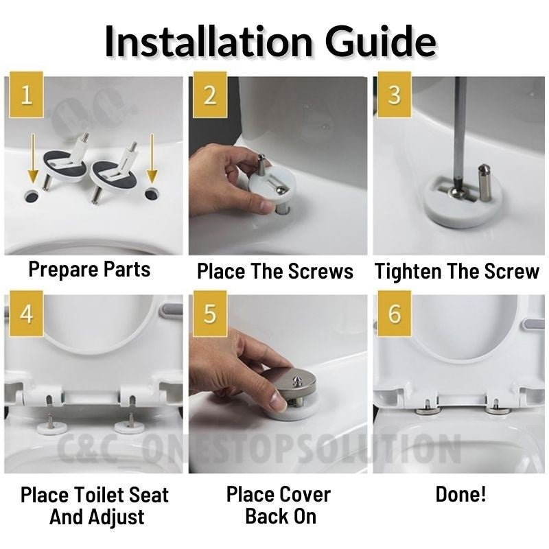 C&C V Shape Toilet Seat Cover Soft Close Adjustable Hinge Penutup Mangkuk Duduk Tandas Johnson