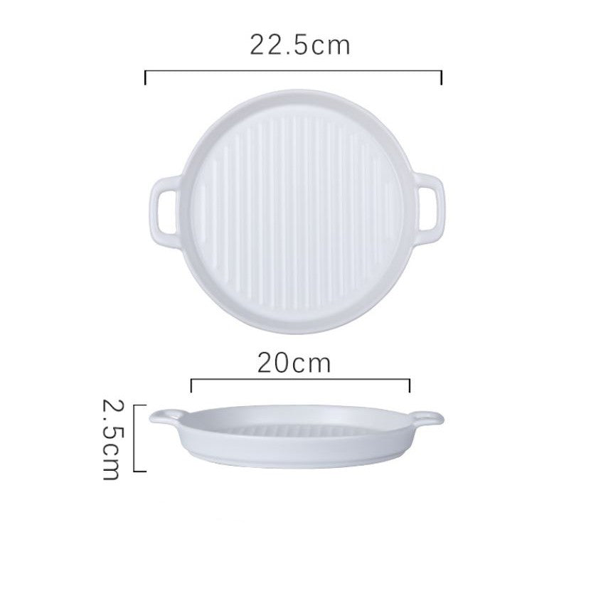 Nordic Style Ceramic Baking Plate Creative Dish Home Hotel Restaurant Ceramic Two Ear Pizza Plates Fruit Macaron