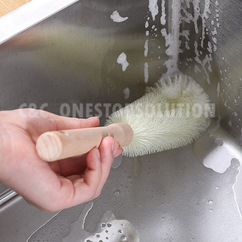 C&C Bottle Brush Cleaning Tools Berus Botol Cawan Nylon Brush Long Wooden Handle Cup Brush Baby Bottle Brush Kitchen