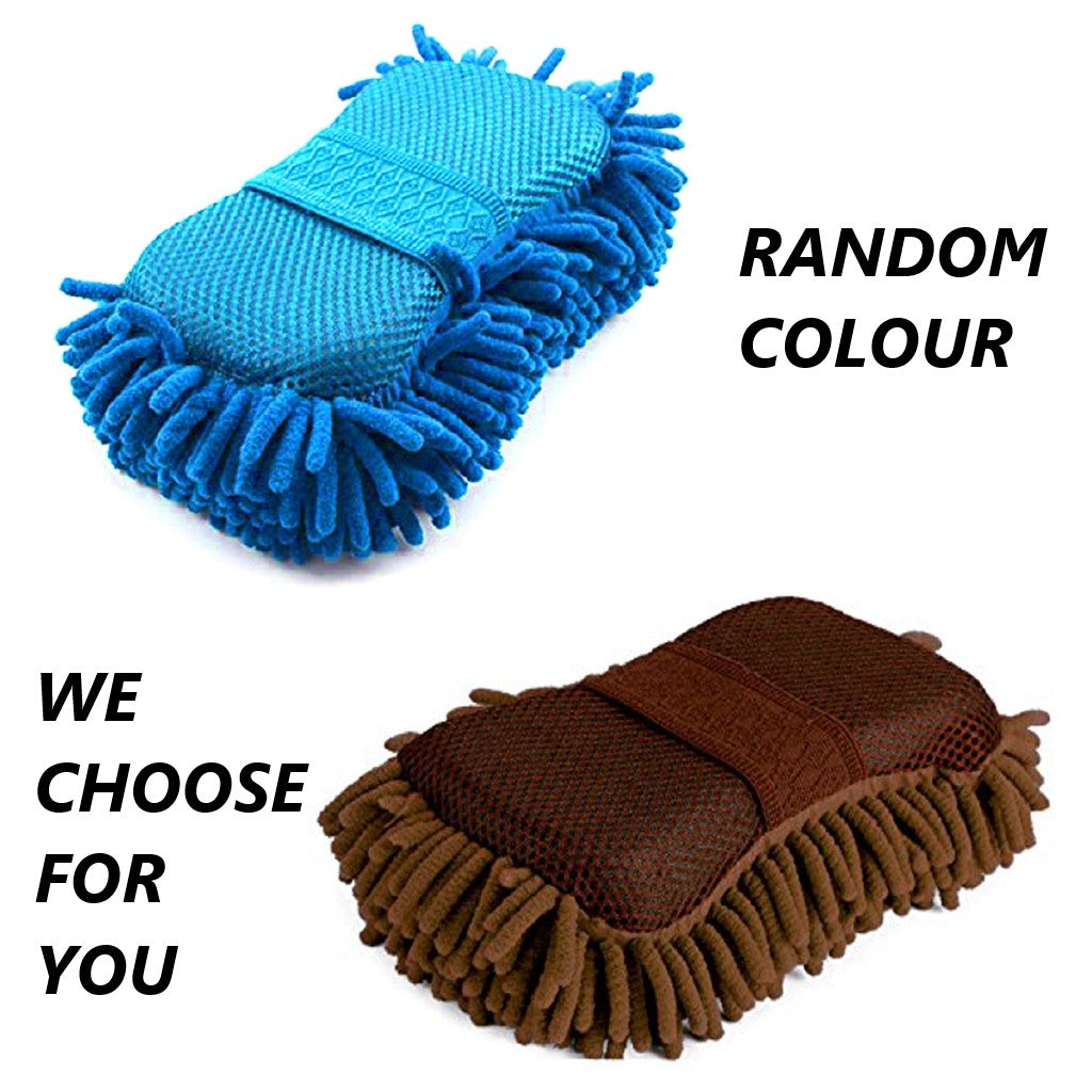 Chenille Soft Microfiber Car Washing Sponge Duster Scrubber Hand Grip Cleaning Span Cuci Basuh Kereta