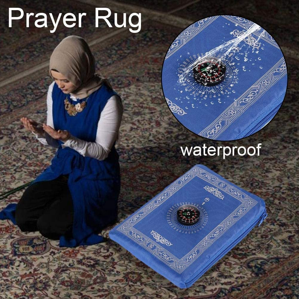 Sejadah + Kompas Kiblat - Solat Doa Sembahyang Muslim Ramadan Travel Carpet Compass Pocket Size Sejadah + Sarung