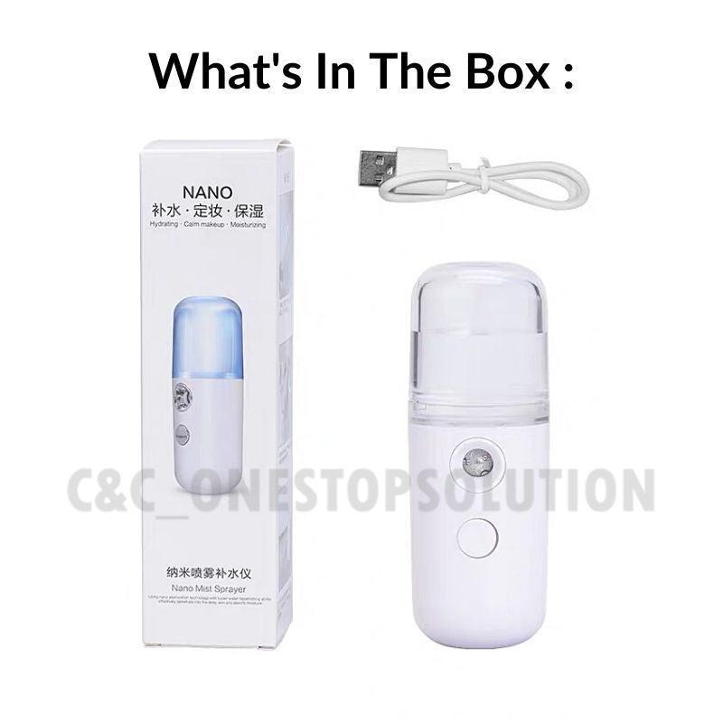 C&C 30ml Portable USB Sanitizer Spray Machine Nano Mist Spray Nano Spray Gun Alcohol Spray Face Mist Botol Sembur