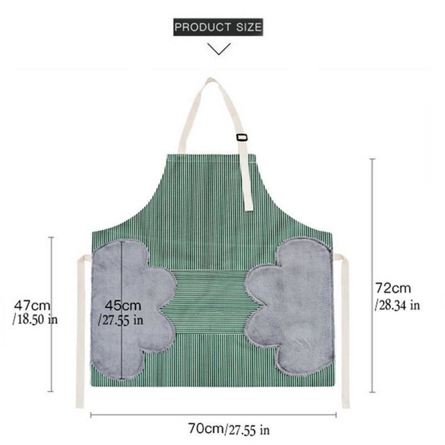 Hand-wipe Adjustable Apron with hand drying paddings waterproof apron oil proof kitchen pocket