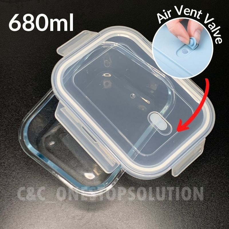 Air-Tight Rectangular Tupperware Microwave Heat Resistant Borosilicate Glass Container Food Storage Lunch Box Glasslock