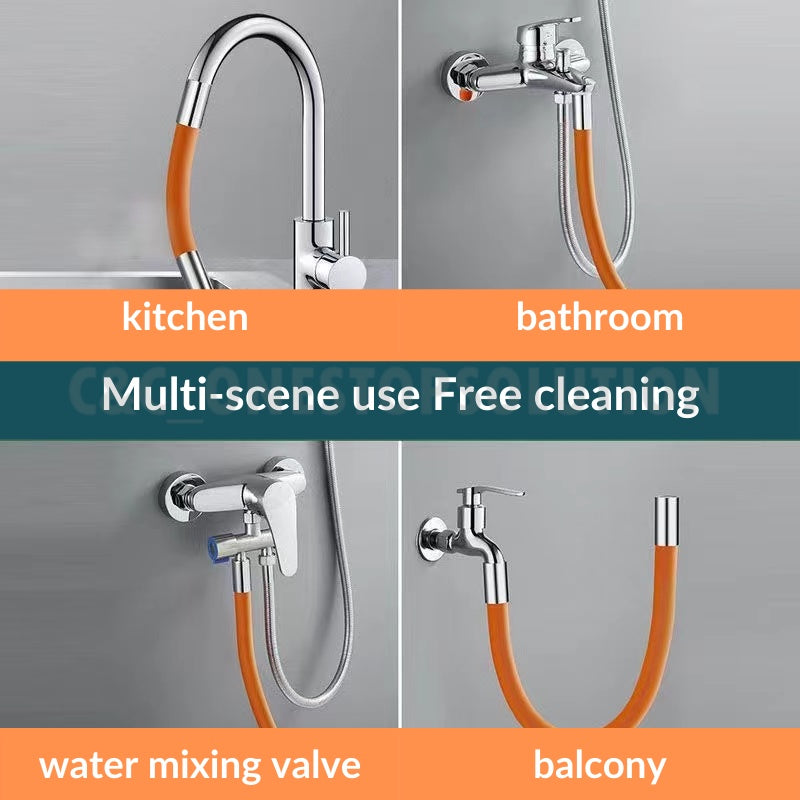 C&C 30cm Silicone Stainless Steel Faucet Extension Extender  water pipe extender Universal rotation soft water