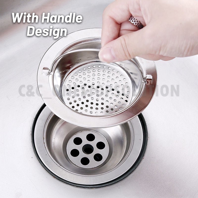 C&C Stainless Steel Sink Filter Sink Strainer Drainer Drain Filter Kitchen Strainer Bekas Penapis Air Sinki