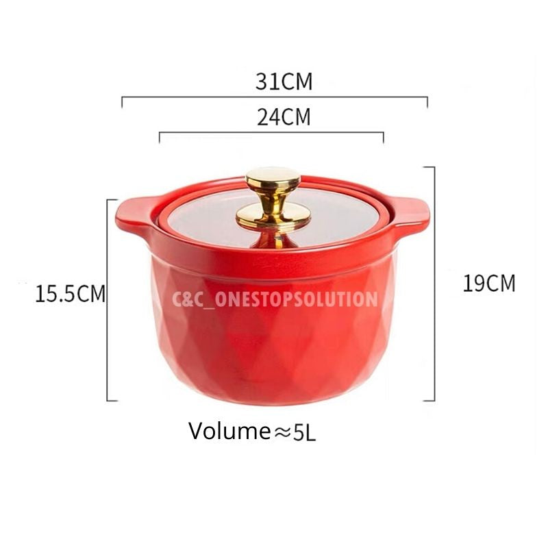 C&C Nordic Casserole Pot Clay Pot Ceramic Pot Ceramic Cookware Pixie Cooking Stew Pot Soup Pot Stockpot Periuk Tanah