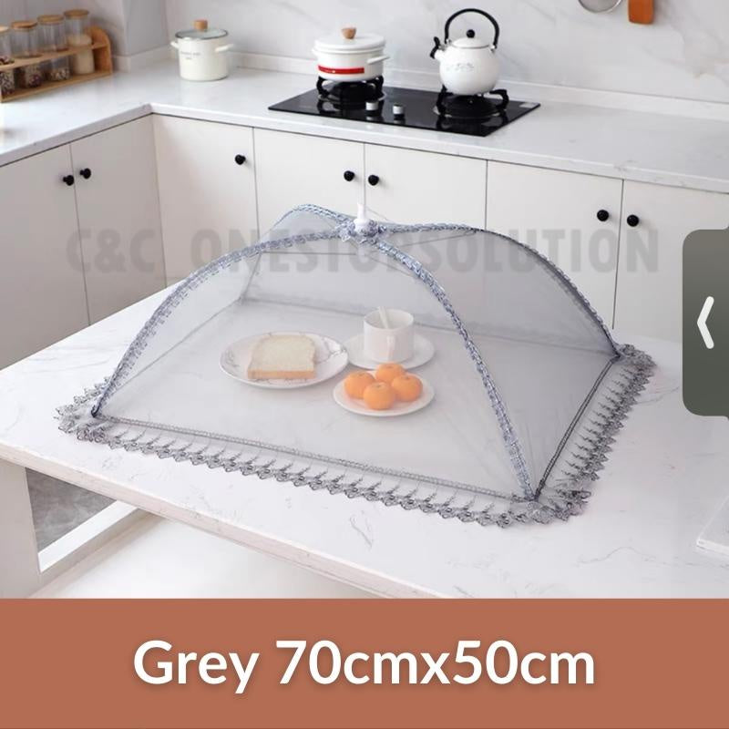 C&C Local Foldable/ Breathable Vintage Food Cover Umbrella Design Mesh Lace Tudung Saji Moden Table Dishes Cover