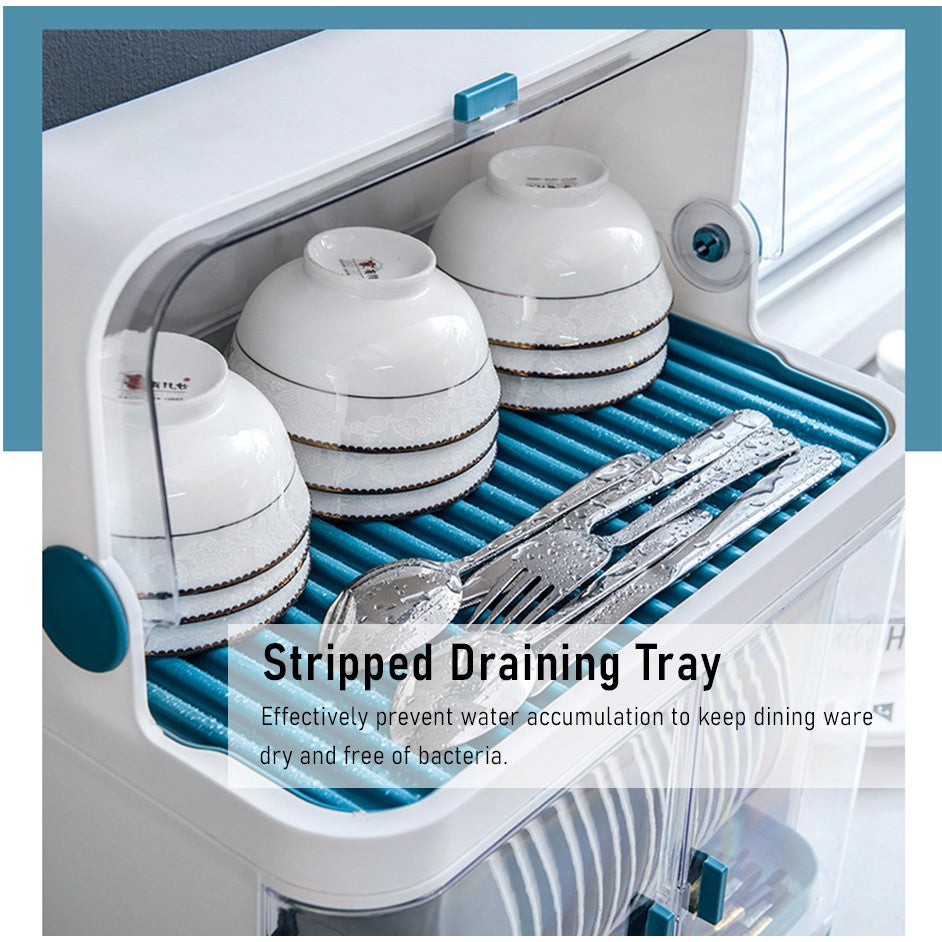 2 Tier Dish Rack with cover Rak Pinggan Bertutup Plate Rack Nordic Style Dish Drainer Large Kitchen Rack