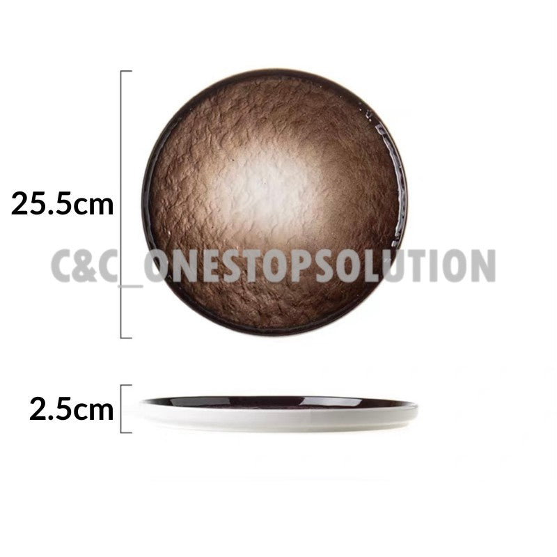 C&C INS Style Ceramic Plate Stone Texture Nordic Plate Dessert Plate Breakfast Plate Western Plate Tableware Pinggan