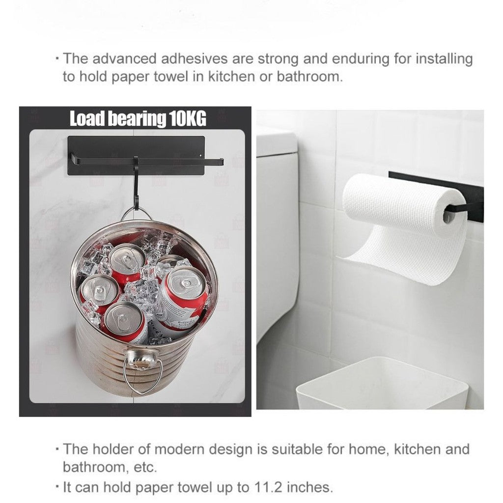 C&C UPGRADED Kitchen Tissue Paper Hanger Rack Toilet Paper Roll Holder Cabinet Rag Hanging Holder Bathroom Organizer