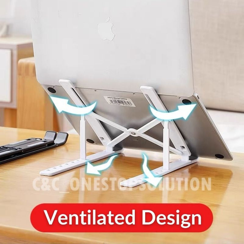 C&C Portable Laptop Stand Adjustable Foldable Laptop Holder Non-Slip Support Base Notebook Stand Healthy Posture