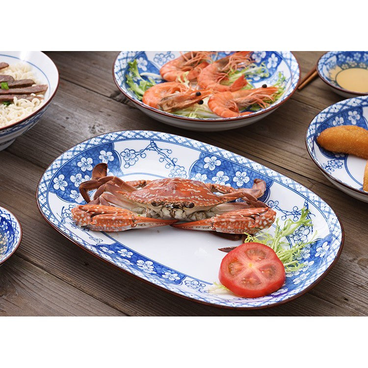 1 SET Japanese-Style Porcelain Tableware Ceramic Food Snacks Shallow Flat Plate Soup Bowl Square Round Oval 038