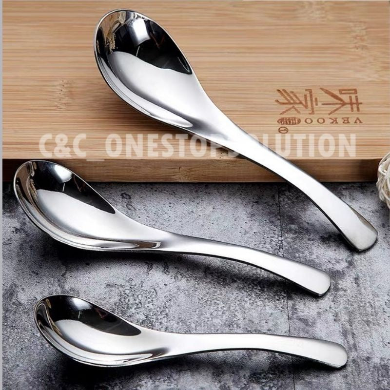 C&C SUS 304 Stainless Steel Spoon Thicken Dinner Spoon Table Spoon Dessert Spoon Tableware Cutlery Sudu Tebal Sudu Sup