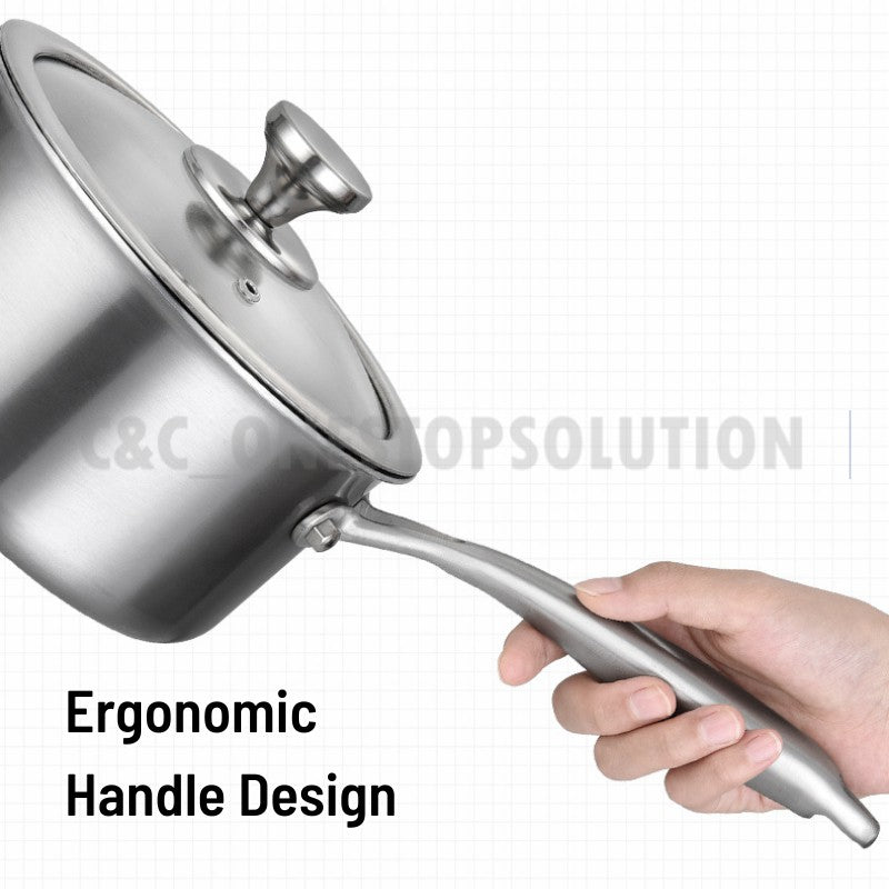 304 Stainless Steel Non Stick Sauce Pan Pot With Lid Coating Honeycomb Soup Pot Porridge Pot Periuk Masak