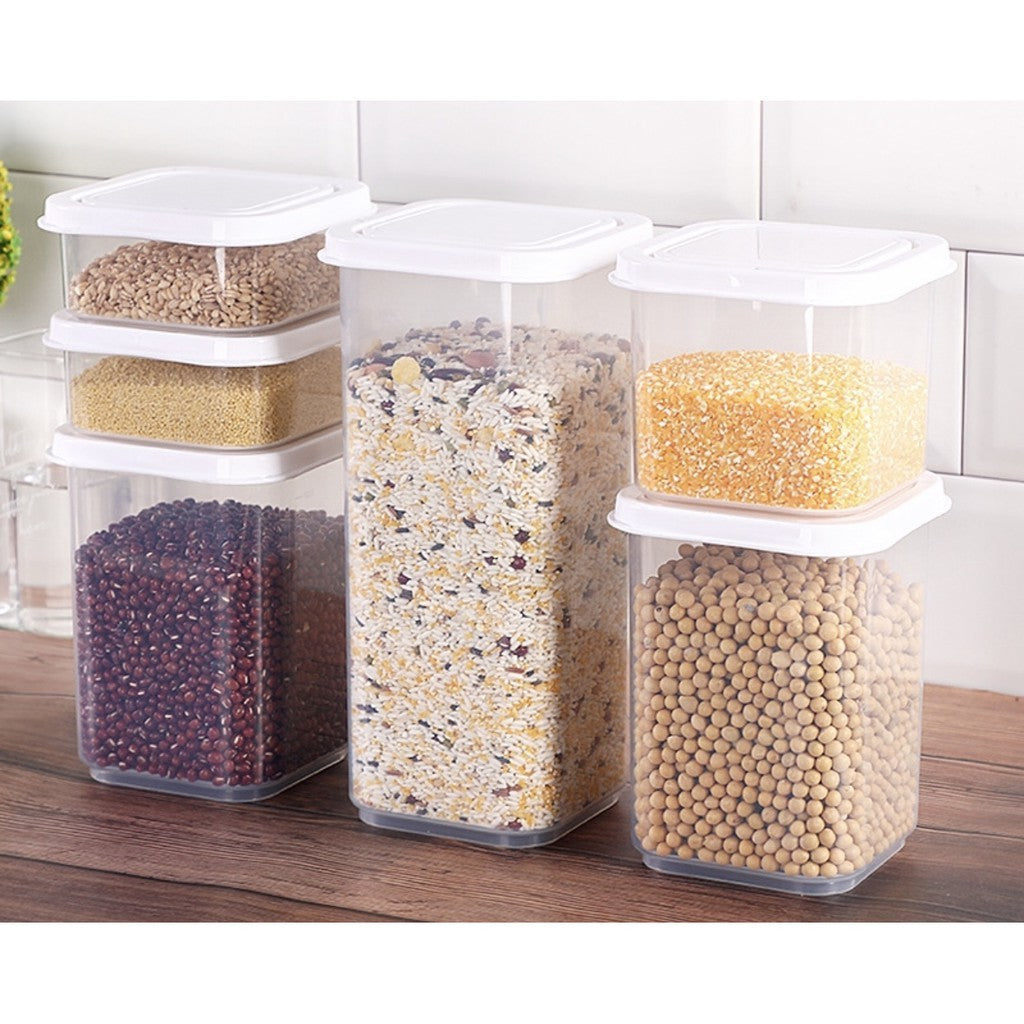 9 Pcs Set Multi-Functional High Quality Rectangle Transparent Airtight Type Airtight Dry Food Storage Containers