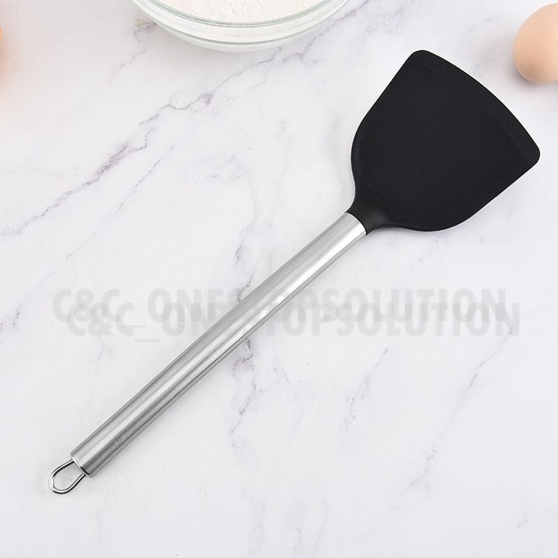Stainless Steel Silicone Shovel Spatula Heat-resistant Spoon Non-stick Cooking Shovel