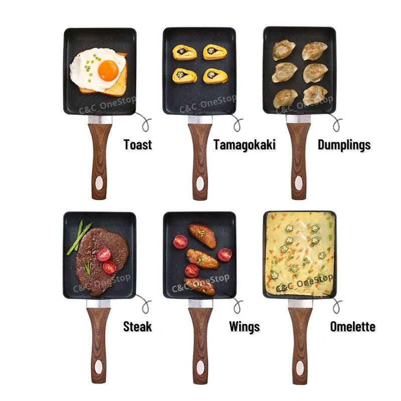 Kitchen Japanese-style Jade Burned Square Mini Non-stick Pan Thick Egg Burning Maifan Stone Small Frying Pan Fried Egg