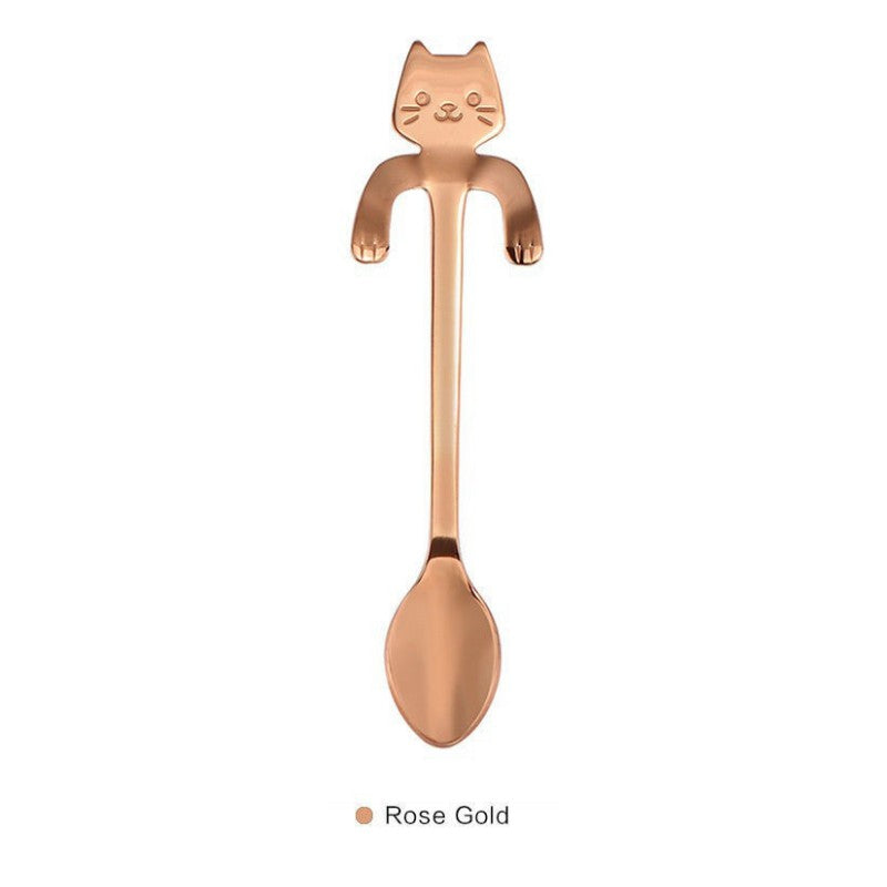C&C Cat Tea Spoon 304 Stainless Steel Hanging Spoon Cute Cat Design Cat Lover Coffee Spoon Ice Cream High Tea Spoon