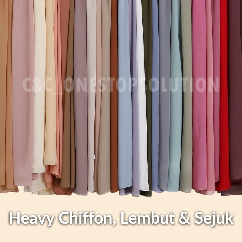 C&C Premium Shawl Eyelash Chiffon High Quality Heavy Chiffon Eyelash Chiffon Crepe Eyelash Shawl Borong Murah Tudung