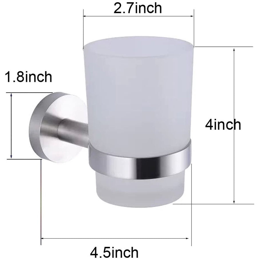 C&C Premium Bathroom Glass Cup Set Detachable Toothbrush Holder Stainless Steel Tumbler with holder Double Cup Holder