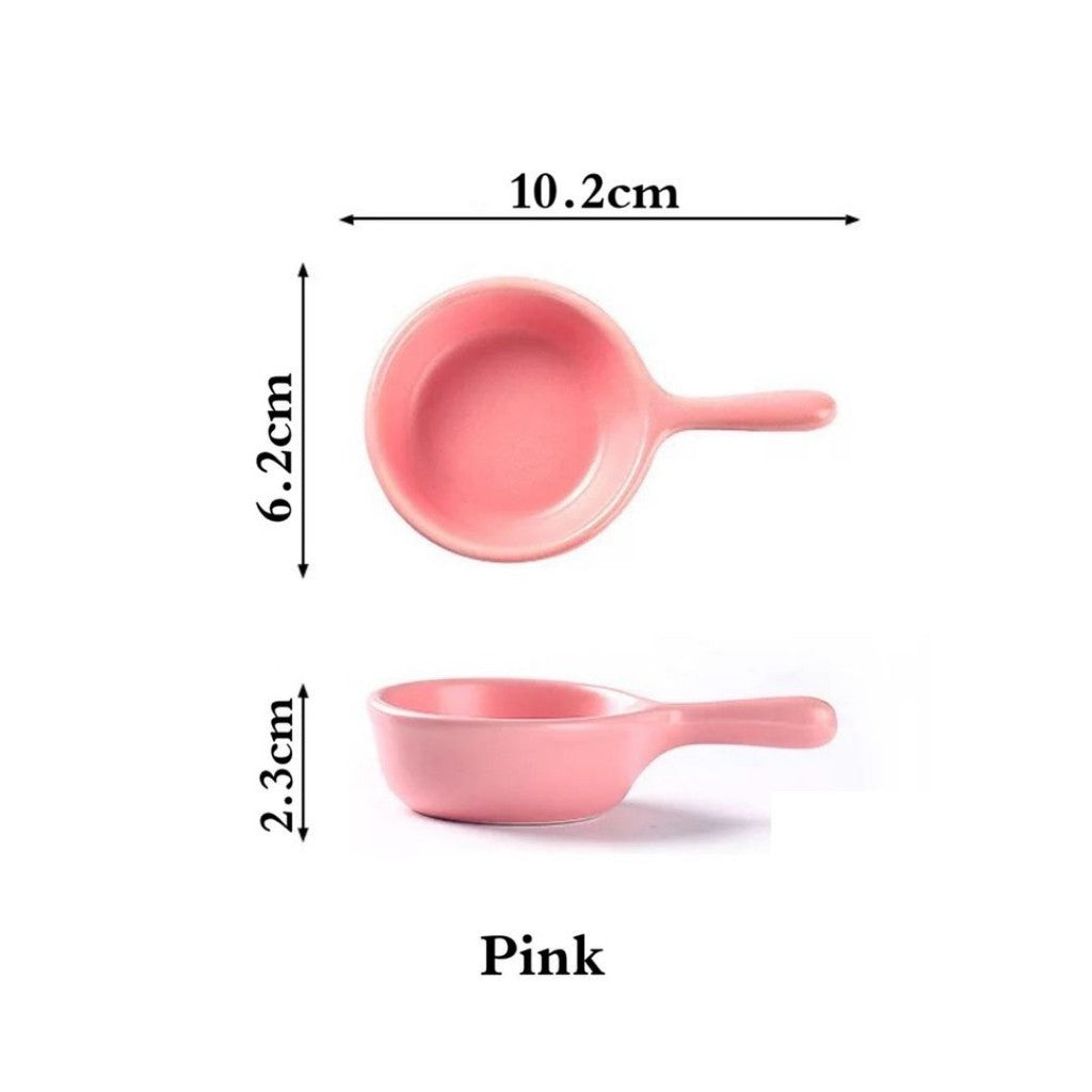 Gloss Finish Ceramic Sauce Plate Mini Dipping Pan Design With Handle Bowl Sauce Seasoning Kitchen Plate