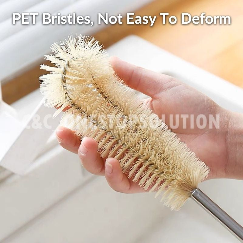 C&C Bottle Brush Cleaning Tools Berus Botol Cawan Nylon Brush Long Wooden Handle Cup Brush Baby Bottle Brush Kitchen
