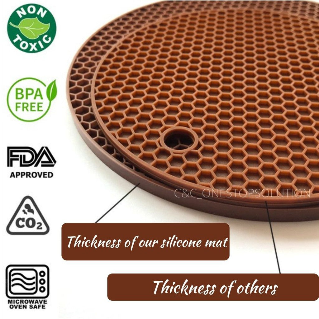 LARGE Silicone Heat Resistant Mat Trivet Pad Multipurpose Non-Slip Hot Pads for Kitchen Potholders Honeycomb