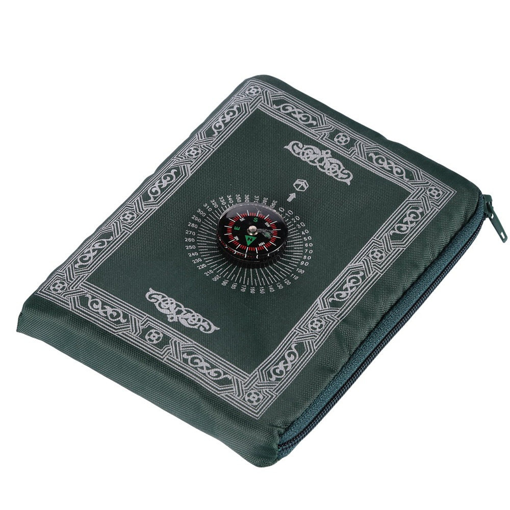Sejadah + Kompas Kiblat - Solat Doa Sembahyang Muslim Ramadan Travel Carpet Compass Pocket Size Sejadah + Sarung