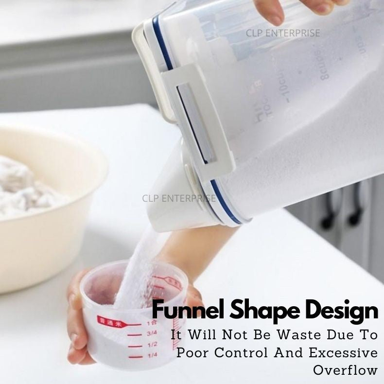 C&C 2L Japan Kitchen Food Container Dispenser Plastic Storage Box Cereal Grain Rice with Measuring Cup