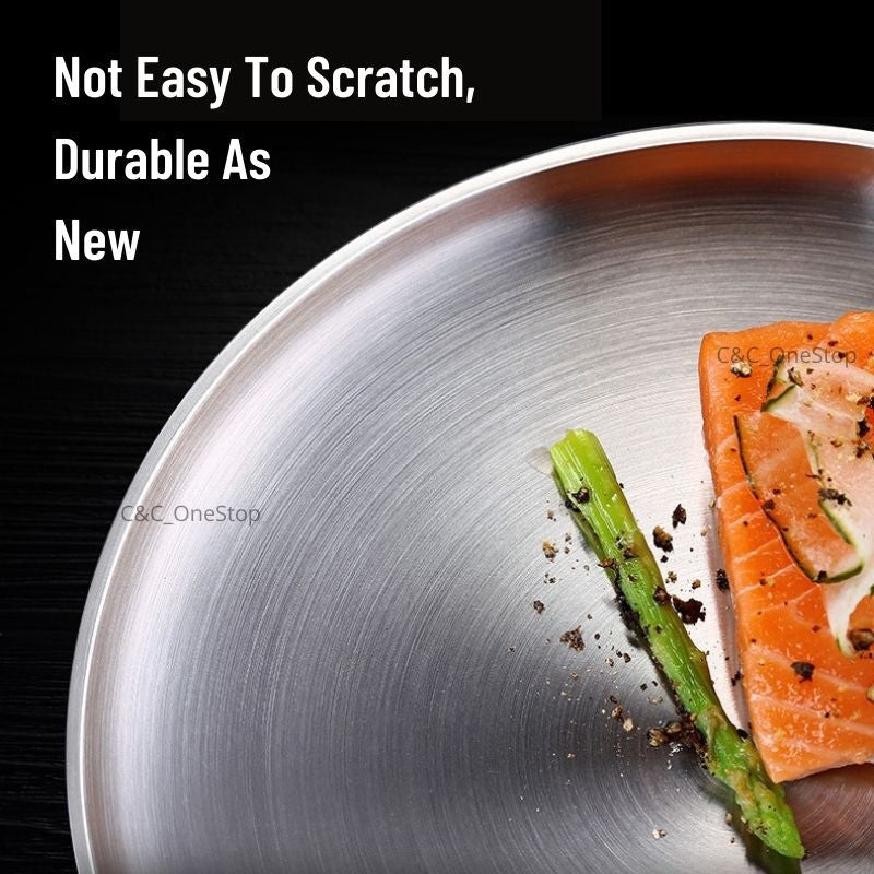 C&C Korea Stainless Steel Plate Stainless Steel Round Plate Breakfast Plate Steak Plate Dinner Plate Dessert Plate