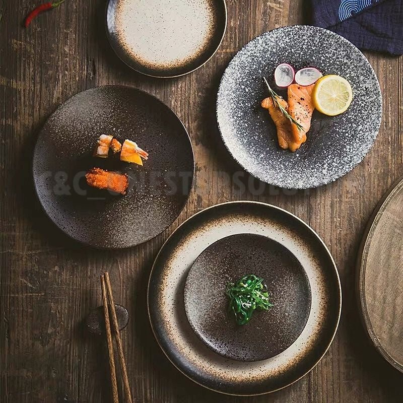 C&C Japanese Plate Ceramic Tableware Japanese Tableware Home Restaurant Kiln Ceramic Snack Plate Seramik Pinggan