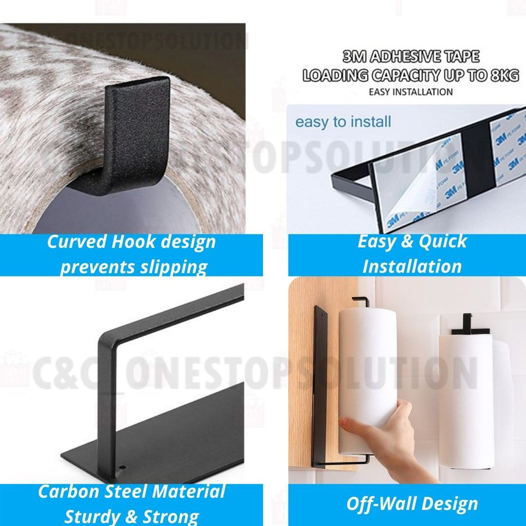 C&C UPGRADED Kitchen Tissue Paper Hanger Rack Toilet Paper Roll Holder Cabinet Rag Hanging Holder Bathroom Organizer