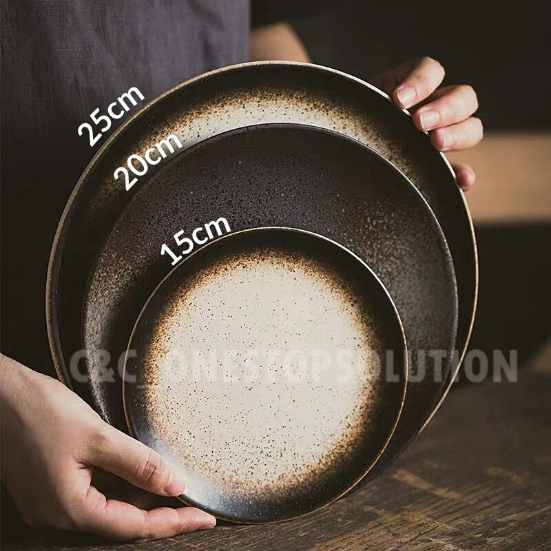 C&C Japanese Plate Ceramic Tableware Japanese Tableware Home Restaurant Kiln Ceramic Snack Plate Seramik Pinggan