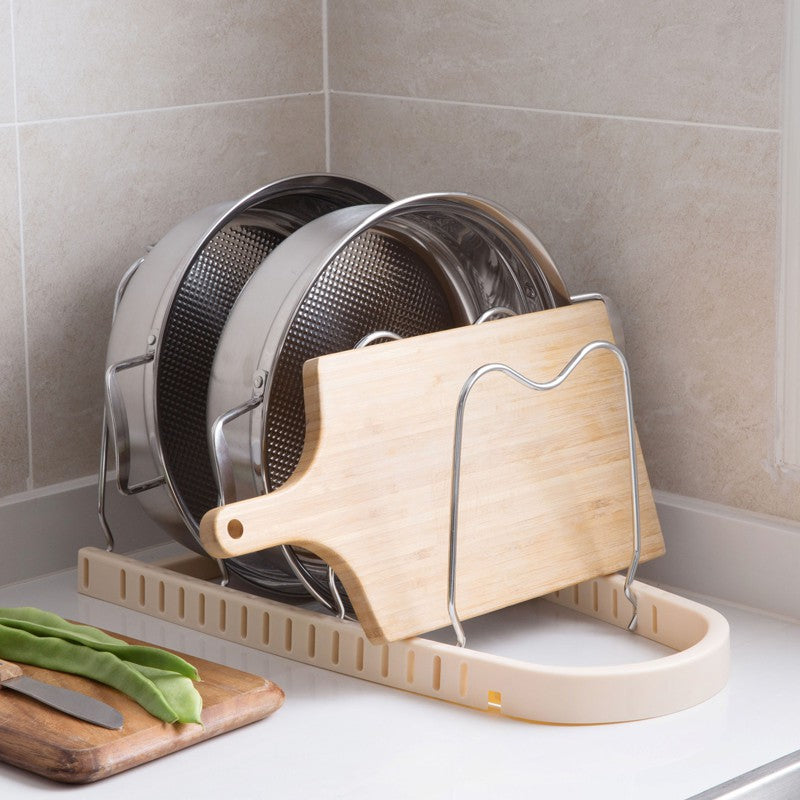 Multipurpose Pot and Pans Organiser Rak Penitup Periuk Lid Rack Organizer for Kitchen Countert Lid Holder