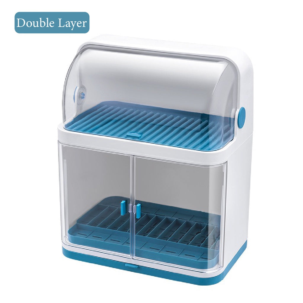 2 Tier Dish Rack with cover Rak Pinggan Bertutup Plate Rack Nordic Style Dish Drainer Large Kitchen Rack